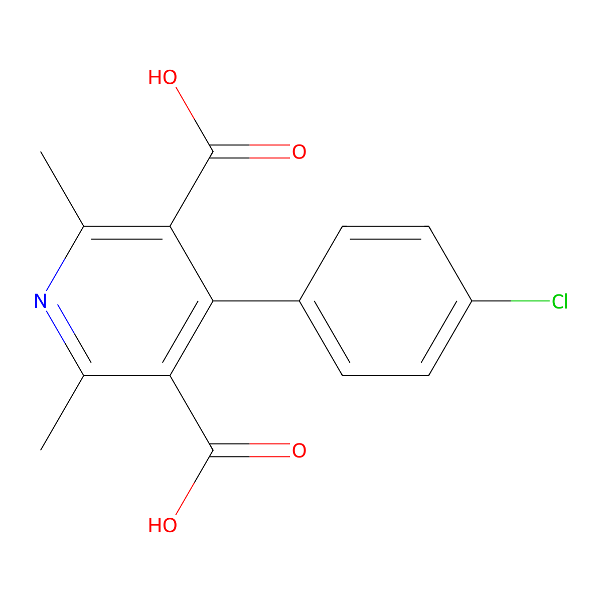 4-(4-Chlorophenyl)-2,6-dimethylpyridine-3,5-dicarboxylic acid molecular structure, CAS 4350-52-1
