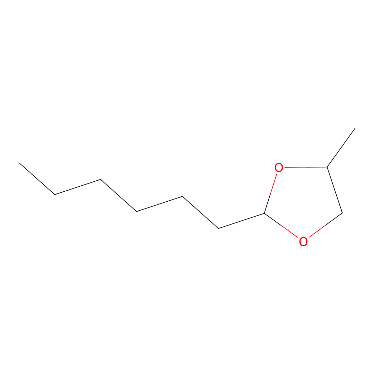 Heptanal propyleneglycol acetal molecular structure, CAS 4351-10-4