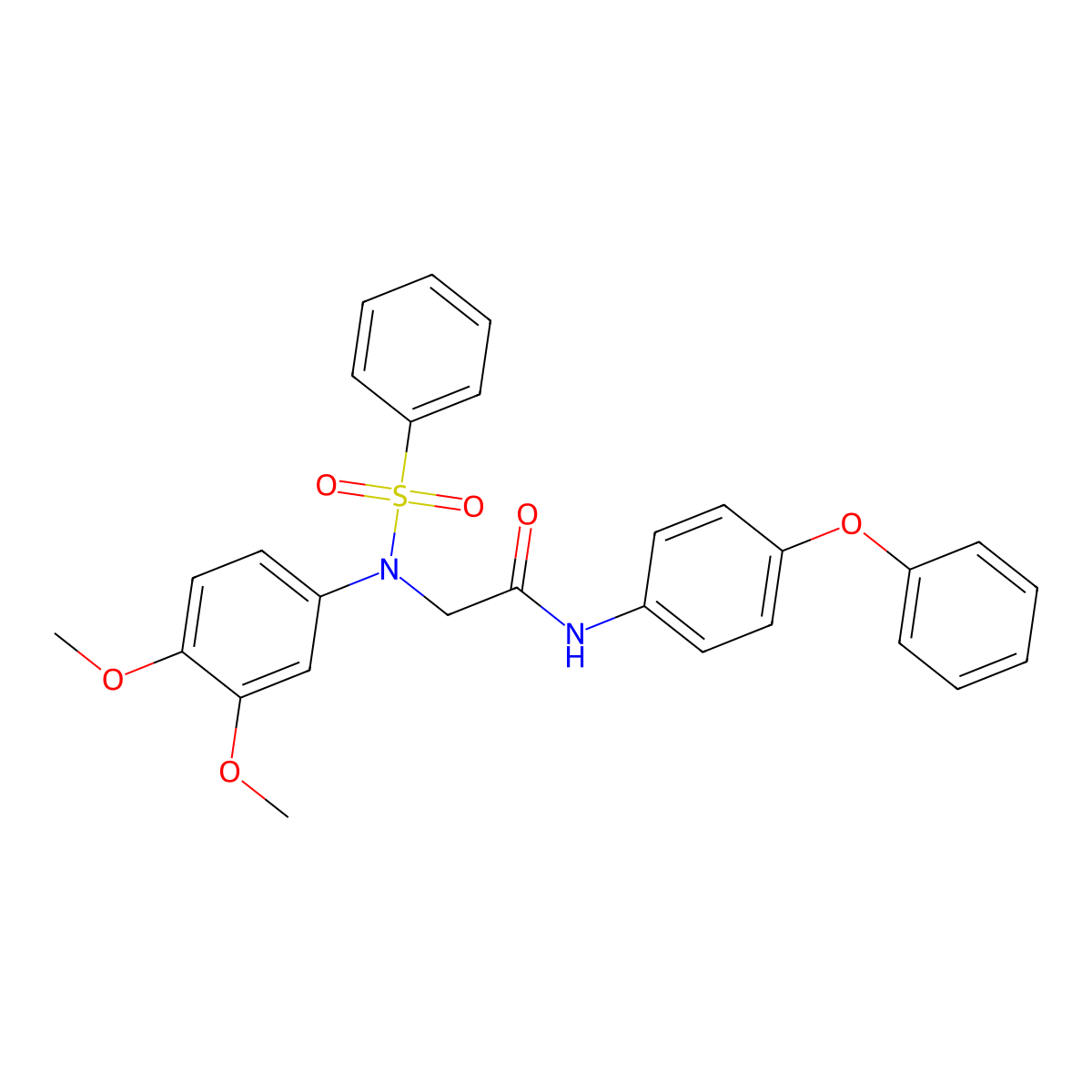 2-[N-(benzenesulfonyl)-3,4-dimethoxyanilino]-N-(4-phenoxyphenyl)acetamide molecular structure, CAS 4352-20-9
