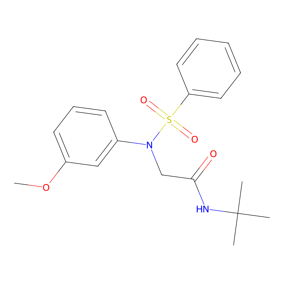 2-[N-(benzenesulfonyl)-3-methoxyanilino]-N-tert-butylacetamide molecular structure, CAS 4352-43-6