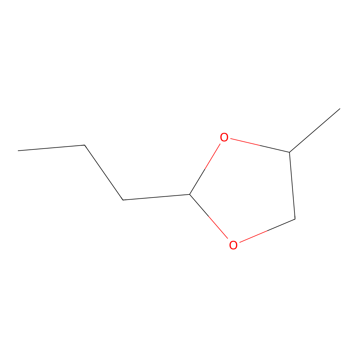 4-Methyl-2-propyl-1,3-dioxolane molecular structure, CAS 4352-99-2