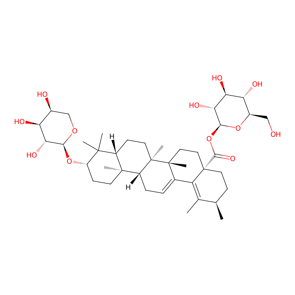 3beta-(alpha-L-Arabinopyranosyloxy)urs-12,18-dien-28-oic acid beta-D-glucopyranosyl ester molecular structure, CAS 435269-07-1