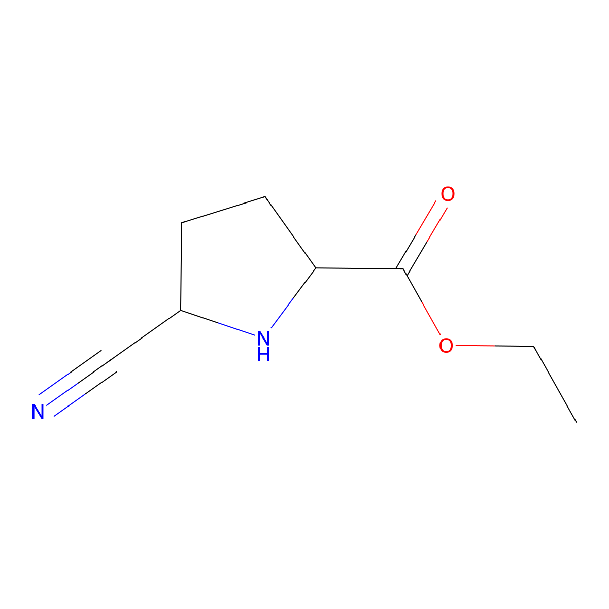 Ethyl (2S,5S)-5-cyanopyrrolidine-2-carboxylate molecular structure, CAS 435274-88-7