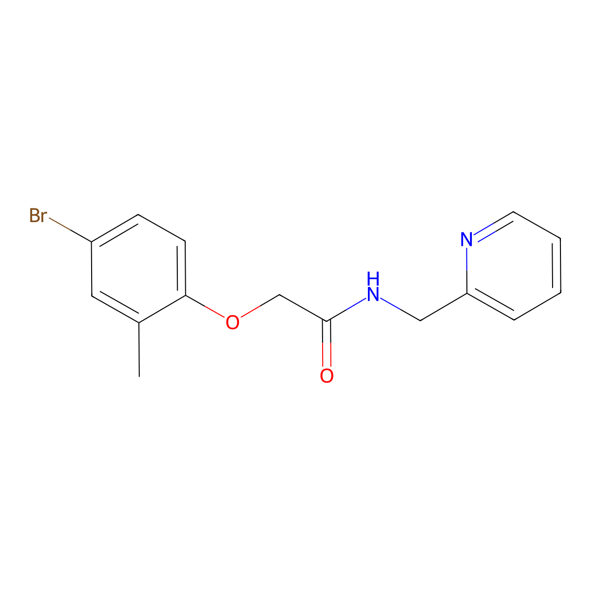 2-(4-bromo-2-methylphenoxy)-N-(pyridin-2-ylmethyl)acetamide molecular structure, CAS 435281-67-7