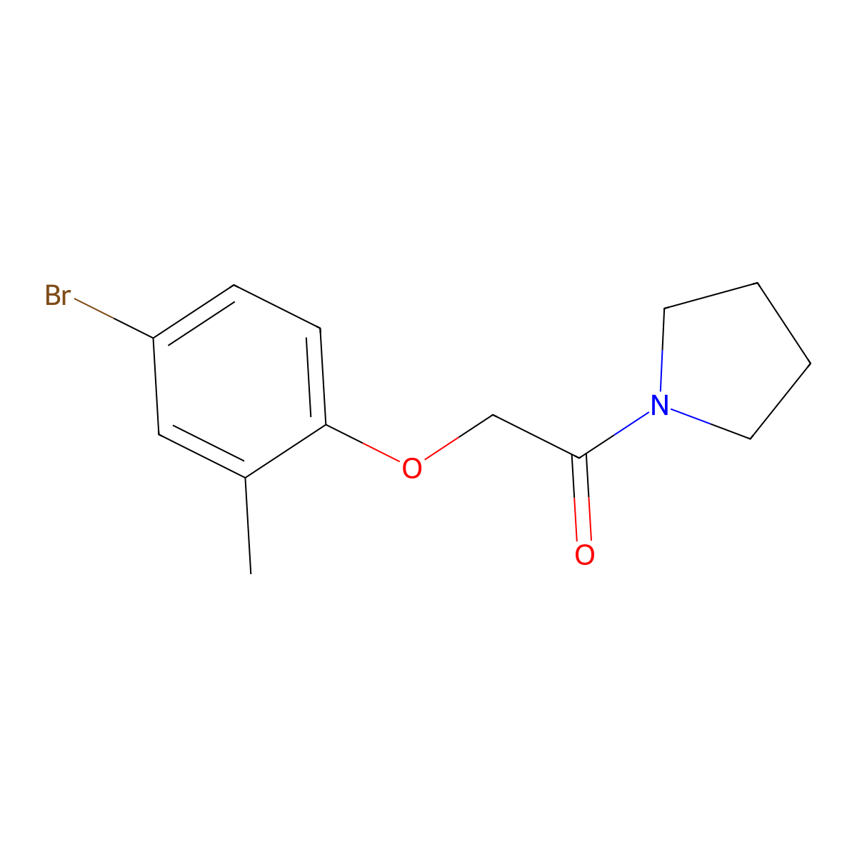 2-(4-Bromo-2-methylphenoxy)-1-(pyrrolidin-1-yl)ethanone molecular structure, CAS 435281-69-9