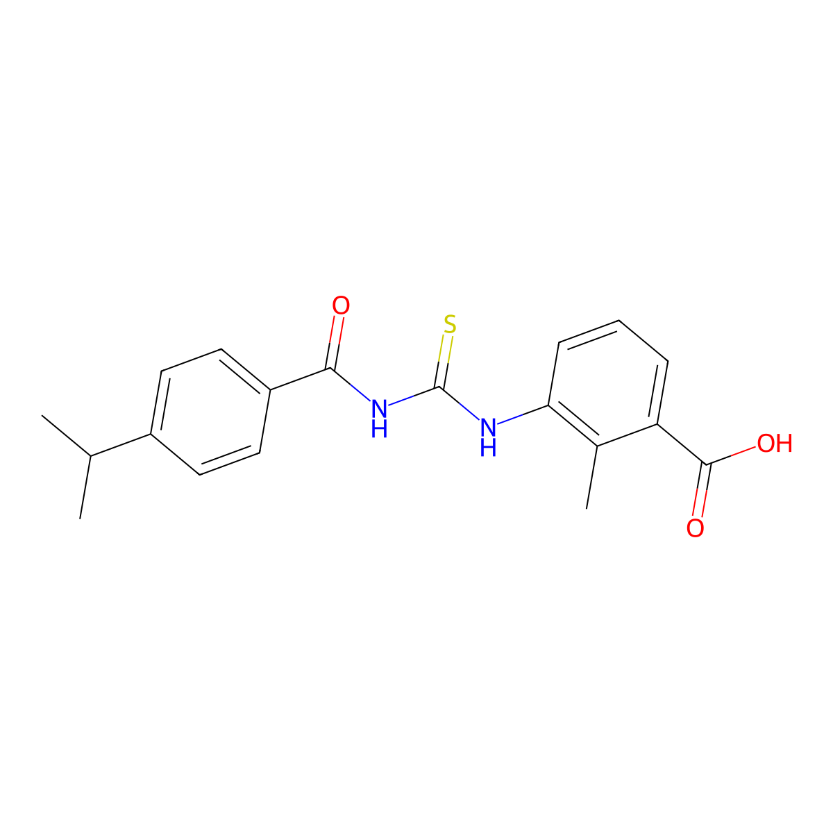 2-Methyl-3-[({[4-(propan-2-yl)phenyl]carbonyl}carbamothioyl)amino]benzoic acid molecular structure, CAS 435281-77-9
