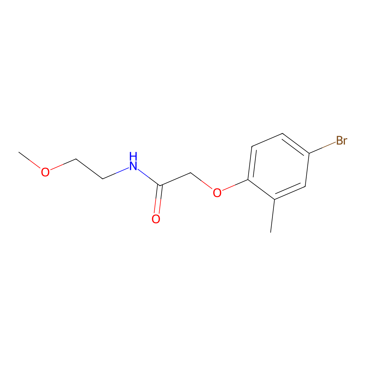 2-(4-bromo-2-methylphenoxy)-N-(2-methoxyethyl)acetamide molecular structure, CAS 435281-92-8