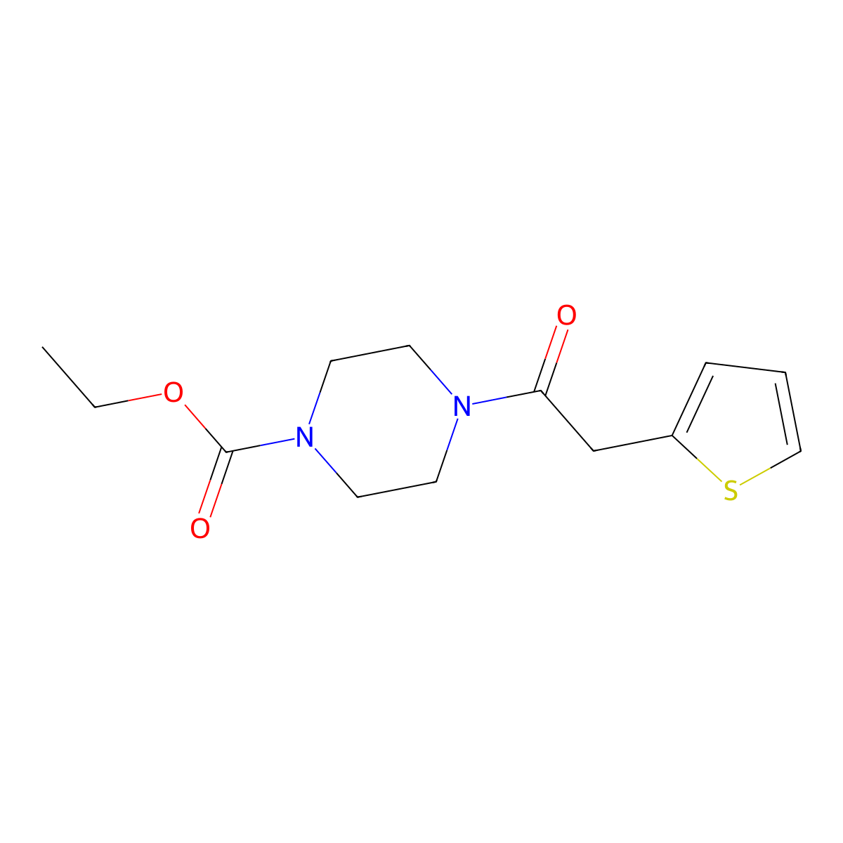 Ethyl 4-(2-thiophen-2-ylacetyl)piperazine-1-carboxylate molecular structure, CAS 435281-93-9