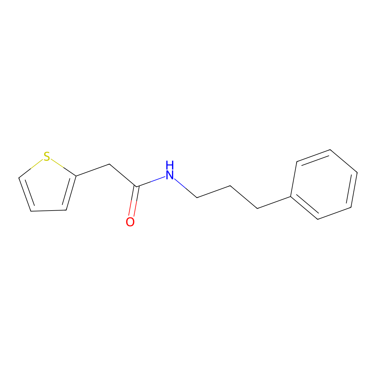 N-(3-phenylpropyl)-2-thiophen-2-ylacetamide molecular structure, CAS 435282-03-4