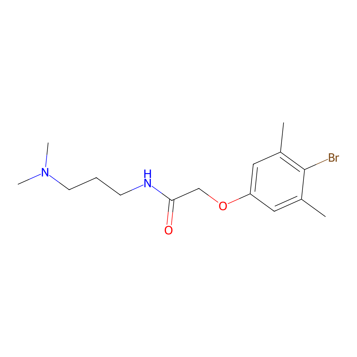 2-(4-bromo-3,5-dimethylphenoxy)-N-[3-(dimethylamino)propyl]acetamide molecular structure, CAS 435282-37-4