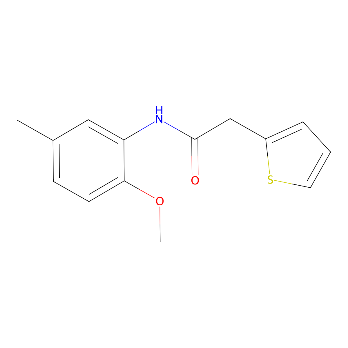 N-(2-methoxy-5-methylphenyl)-2-(thiophen-2-yl)acetamide molecular structure, CAS 435283-19-5
