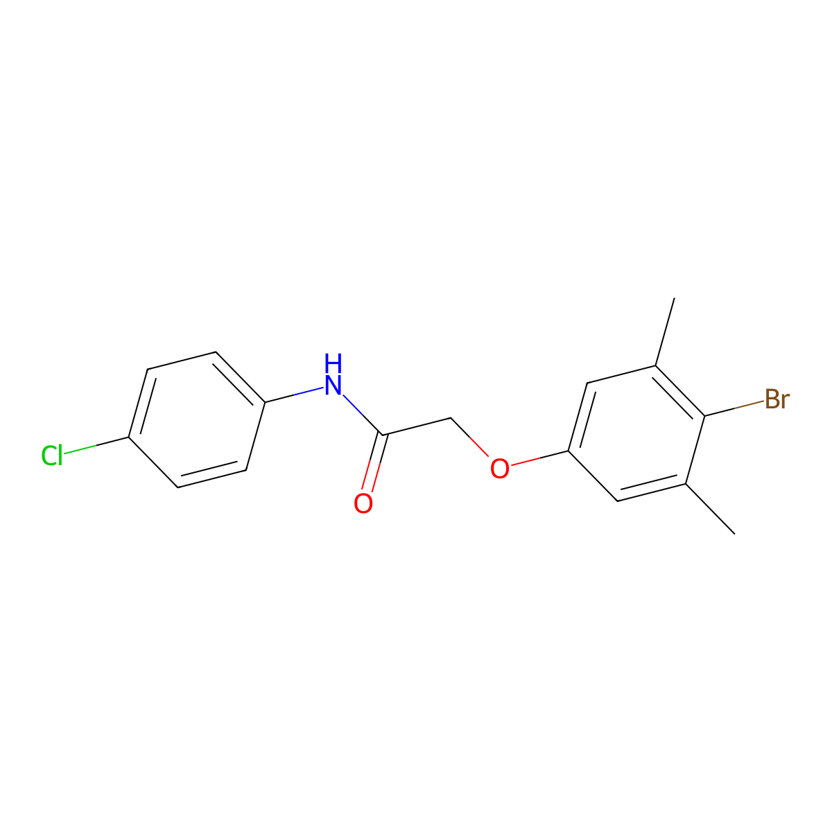 2-(4-bromo-3,5-dimethylphenoxy)-N-(4-chlorophenyl)acetamide molecular structure, CAS 435283-34-4