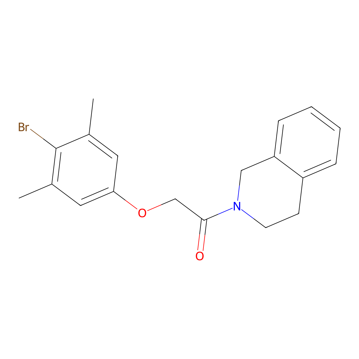 2-(4-bromo-3,5-dimethylphenoxy)-1-(3,4-dihydro-1H-isoquinolin-2-yl)ethanone molecular structure, CAS 435283-36-6