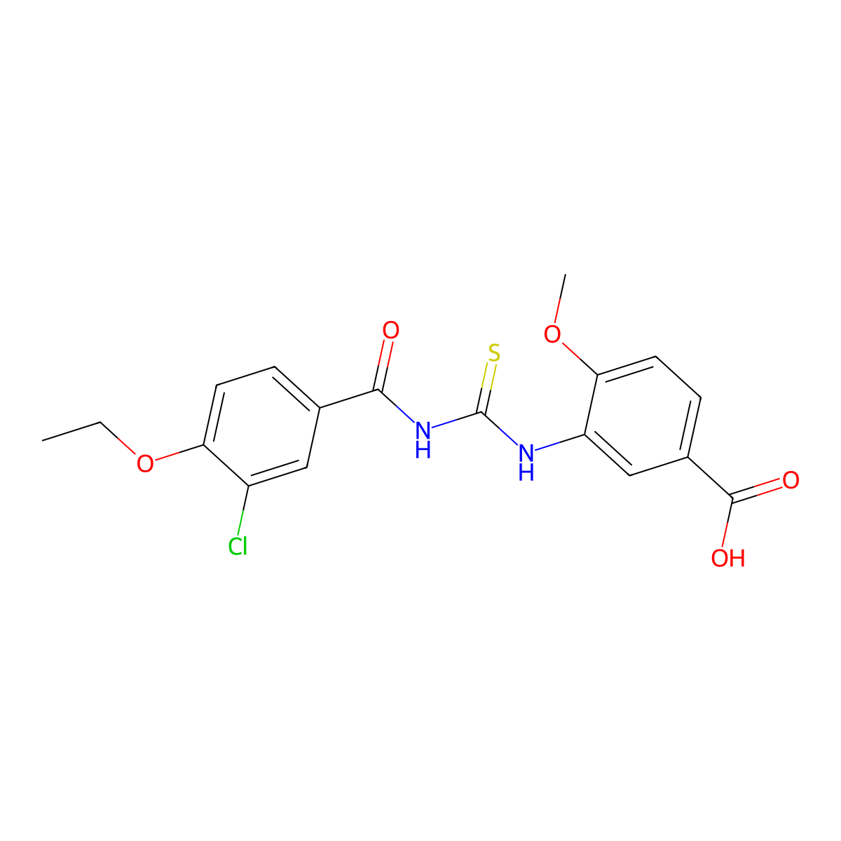 3-({[(3-Chloro-4-ethoxyphenyl)carbonyl]carbamothioyl}amino)-4-methoxybenzoic acid molecular structure, CAS 435283-60-6
