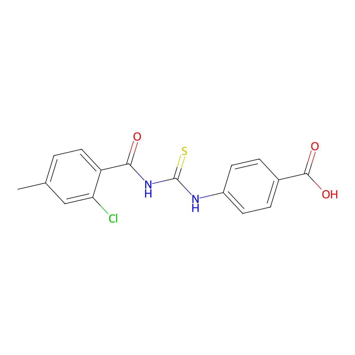 4-({[(2-Chloro-4-methylphenyl)carbonyl]carbamothioyl}amino)benzoic acid molecular structure, CAS 435283-69-5