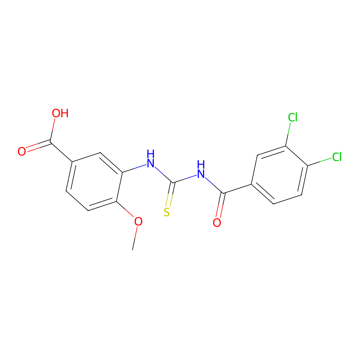3-({[(3,4-Dichlorophenyl)carbonyl]carbamothioyl}amino)-4-methoxybenzoic acid molecular structure, CAS 435283-93-5