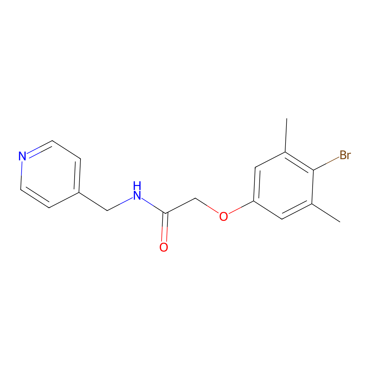 2-(4-bromo-3,5-dimethylphenoxy)-N-(pyridin-4-ylmethyl)acetamide molecular structure, CAS 435284-10-9
