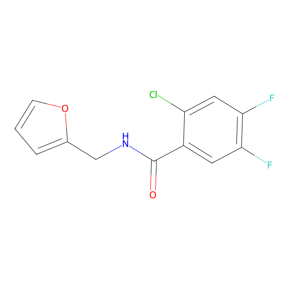 2-chloro-4,5-difluoro-N-(furan-2-ylmethyl)benzamide molecular structure, CAS 435284-20-1