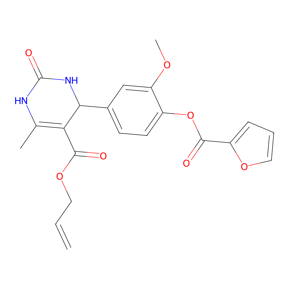 Prop-2-en-1-yl 4-[4-(furan-2-carbonyloxy)-3-methoxyphenyl]-6-methyl-2-oxo-1,2,3,4-tetrahydropyrimidine-5-carboxylate molecular structure, CAS 435284-41-6