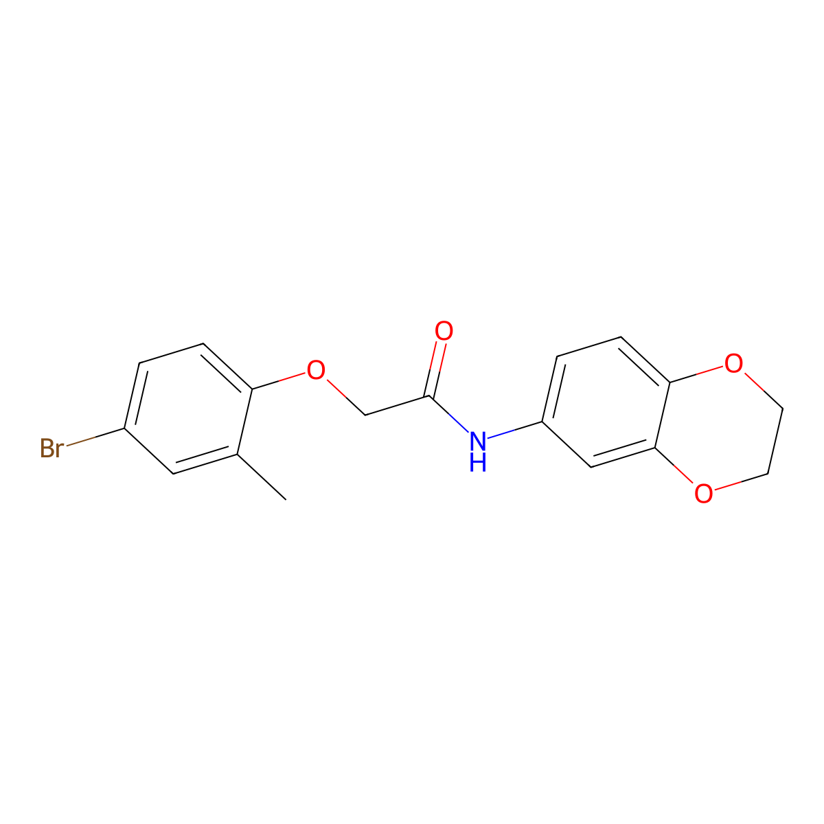 2-(4-bromo-2-methylphenoxy)-N-(2,3-dihydro-1,4-benzodioxin-6-yl)acetamide molecular structure, CAS 435284-53-0