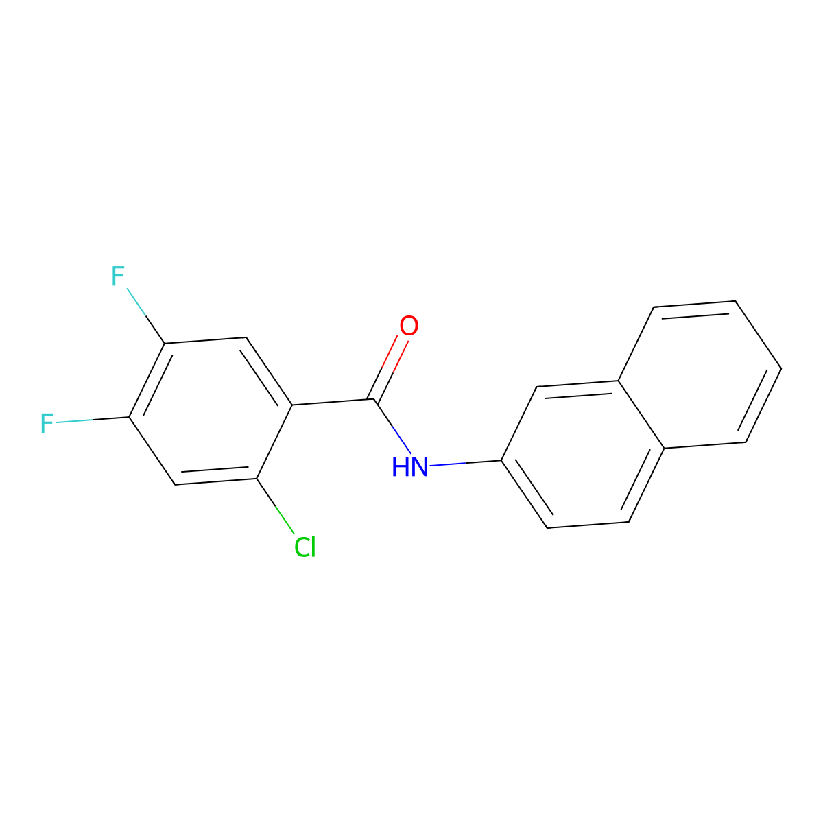 2-chloro-4,5-difluoro-N-naphthalen-2-ylbenzamide molecular structure, CAS 435284-69-8