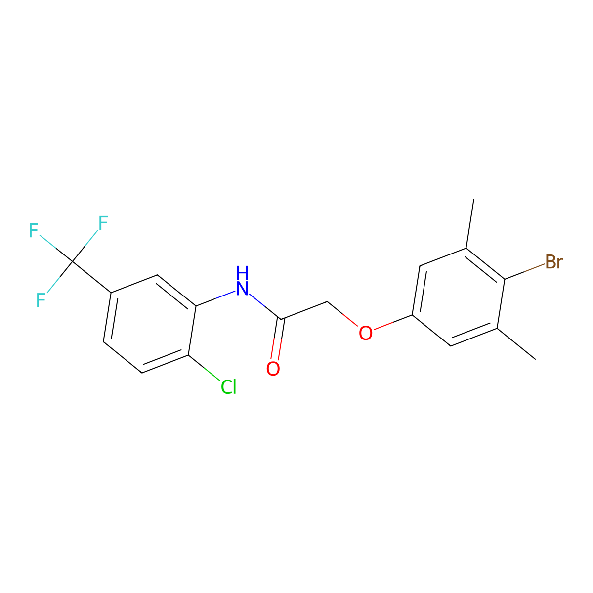 2-(4-bromo-3,5-dimethylphenoxy)-N-[2-chloro-5-(trifluoromethyl)phenyl]acetamide molecular structure, CAS 435285-33-9