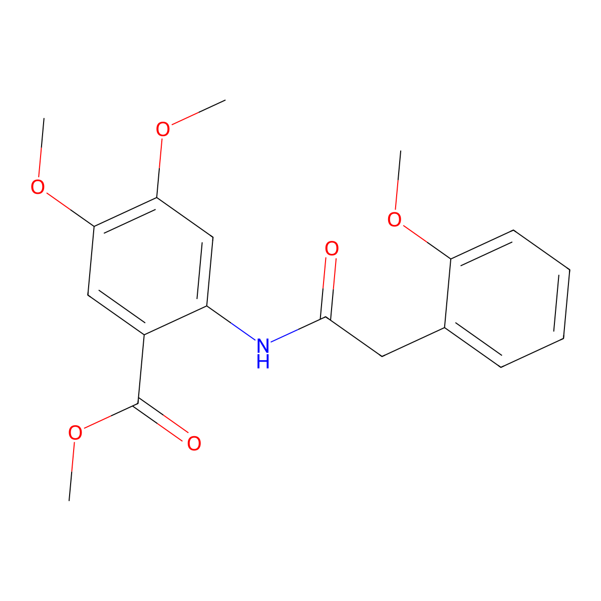 Methyl 4,5-dimethoxy-2-{[(2-methoxyphenyl)acetyl]amino}benzoate molecular structure, CAS 435285-49-7
