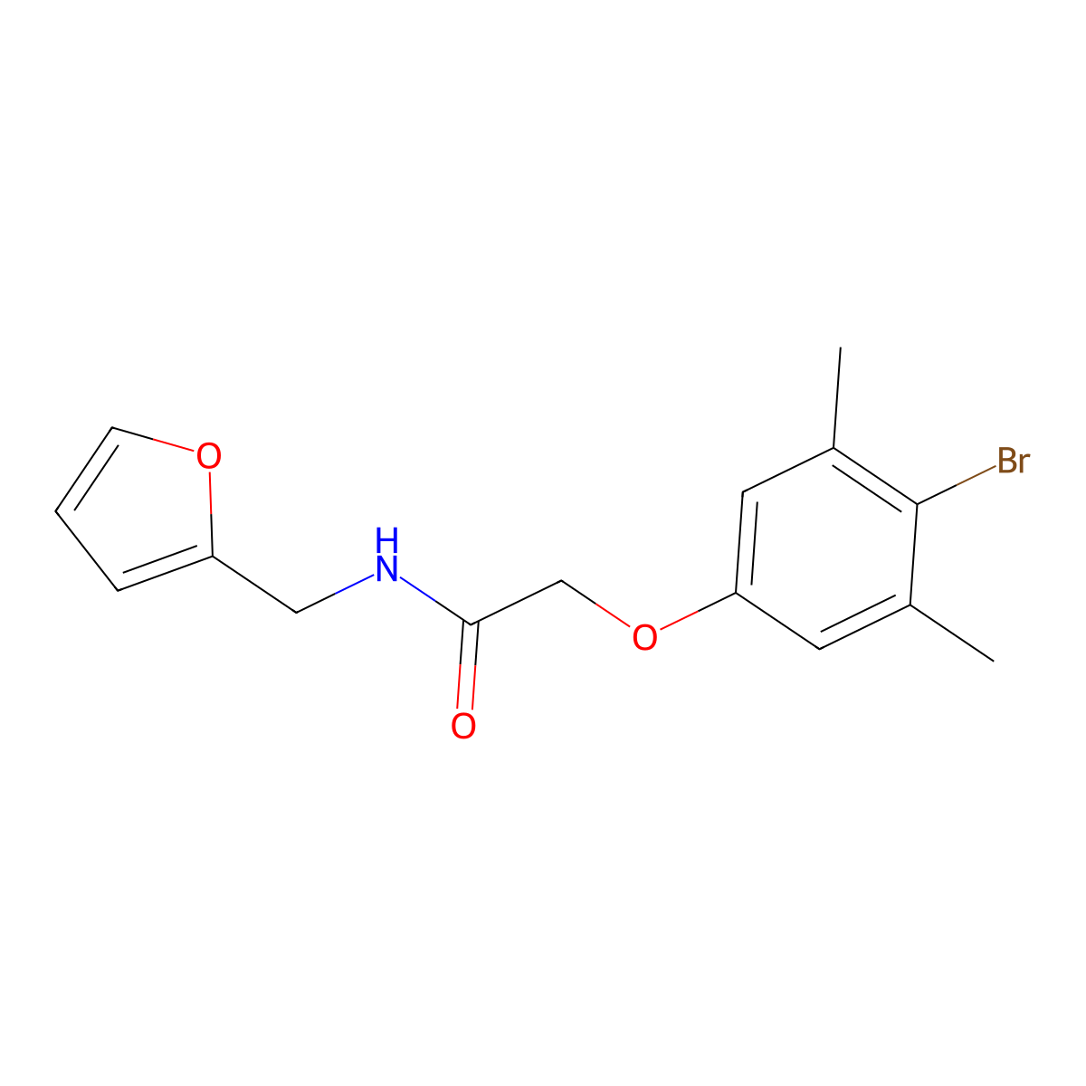 2-(4-bromo-3,5-dimethylphenoxy)-N-(furan-2-ylmethyl)acetamide molecular structure, CAS 435285-67-9