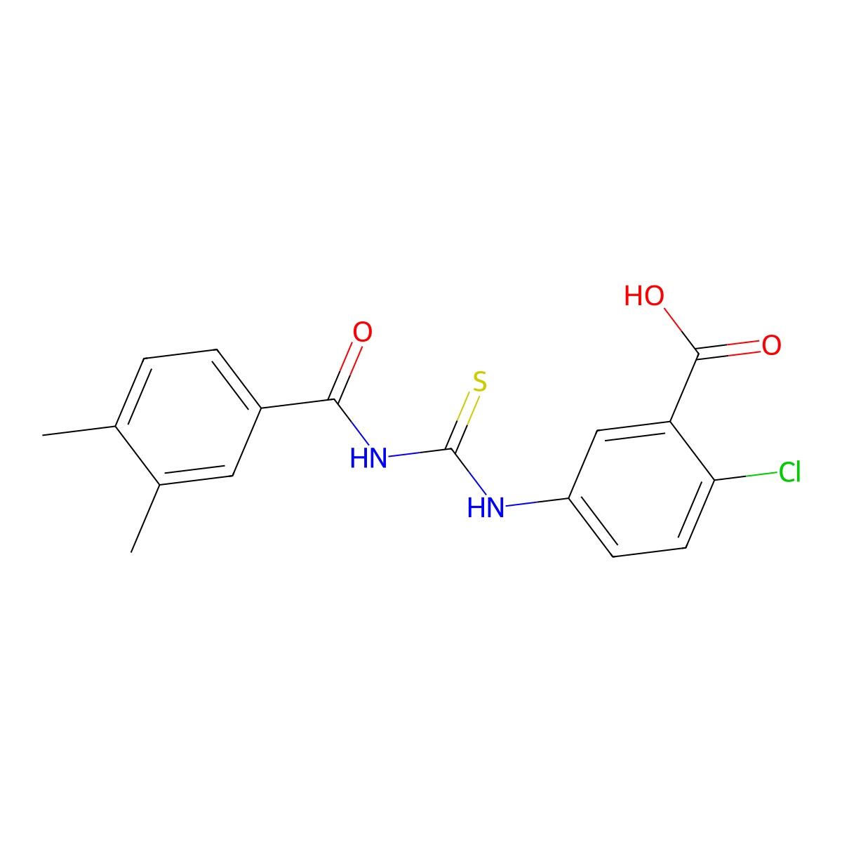 2-Chloro-5-[(3,4-dimethylbenzoyl)carbamothioylamino]benzoic acid molecular structure, CAS 435285-90-8