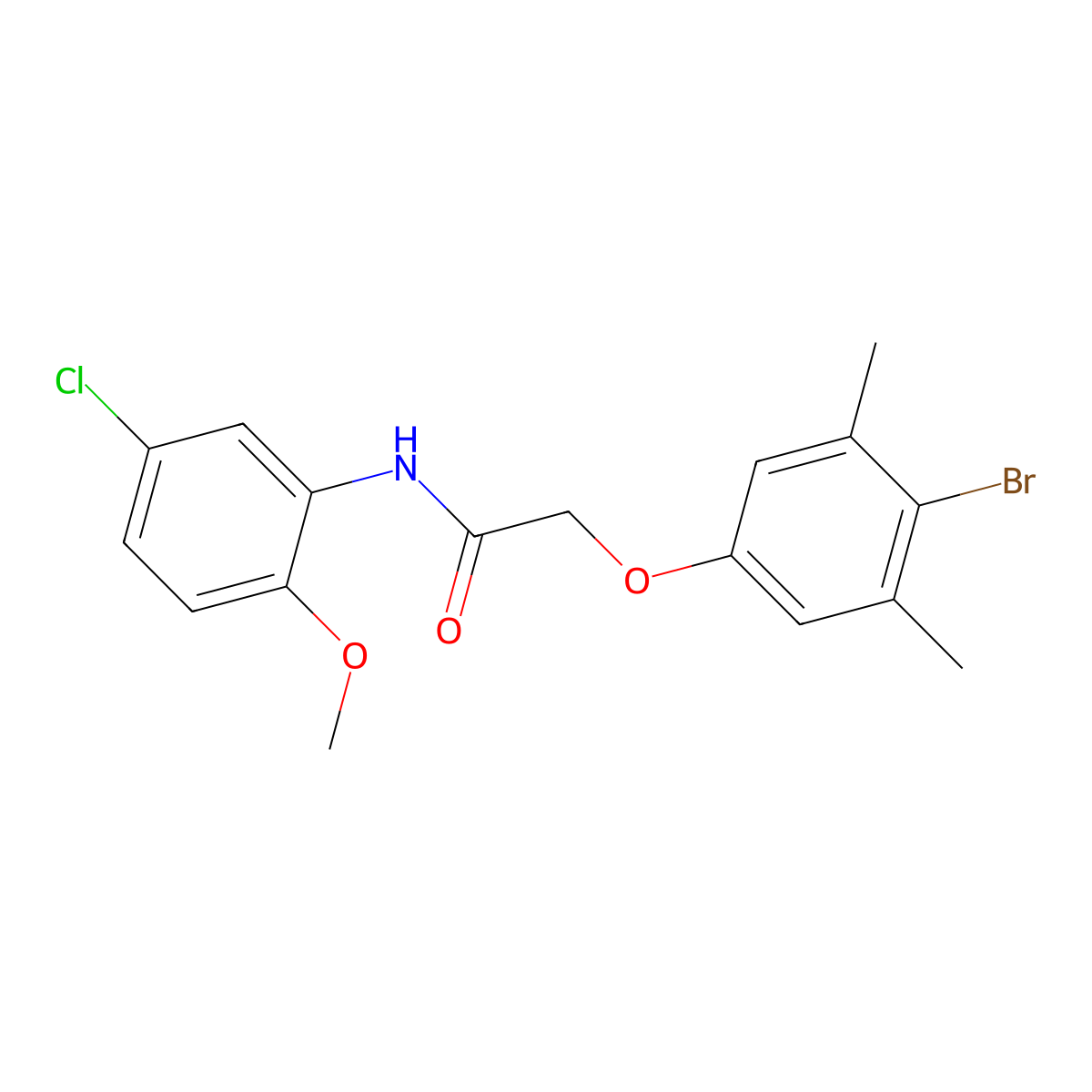 2-(4-bromo-3,5-dimethylphenoxy)-N-(5-chloro-2-methoxyphenyl)acetamide molecular structure, CAS 435286-09-2