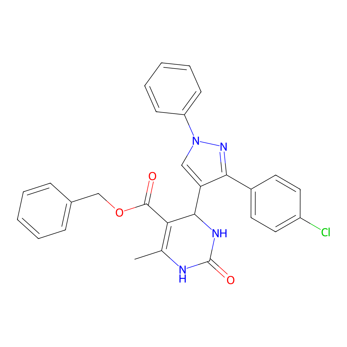 benzyl 4-[3-(4-chlorophenyl)-1-phenyl-1H-pyrazol-4-yl]-6-methyl-2-oxo-1,2,3,4-tetrahydropyrimidine-5-carboxylate molecular structure, CAS 435286-99-0