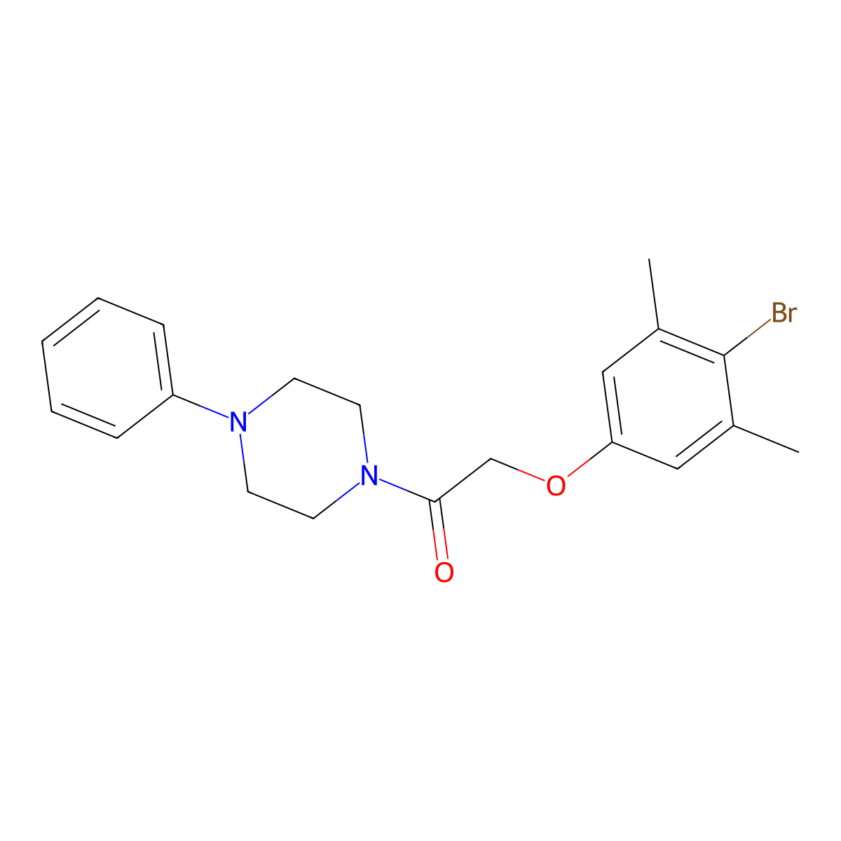 2-(4-Bromo-3,5-dimethylphenoxy)-1-(4-phenylpiperazin-1-yl)ethanone molecular structure, CAS 435287-47-1