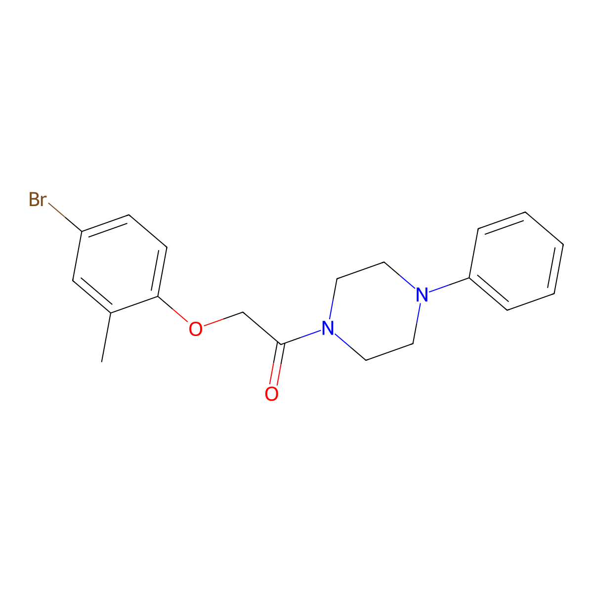 2-(4-Bromo-2-methylphenoxy)-1-(4-phenylpiperazin-1-yl)ethanone molecular structure, CAS 435287-79-9