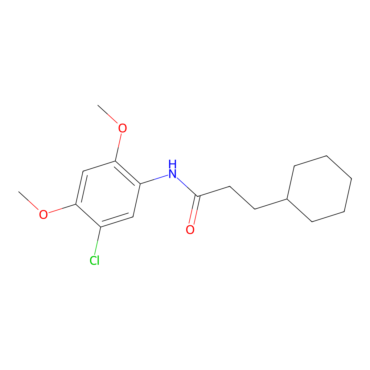 N-(5-chloro-2,4-dimethoxyphenyl)-3-cyclohexylpropanamide molecular structure, CAS 435288-06-5