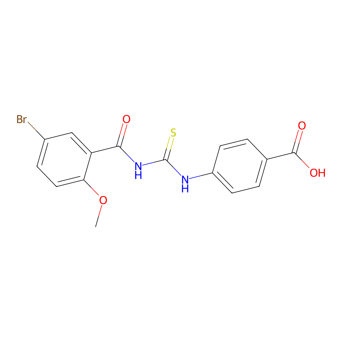 4-({[(5-Bromo-2-methoxyphenyl)carbonyl]carbamothioyl}amino)benzoic acid molecular structure, CAS 435288-28-1