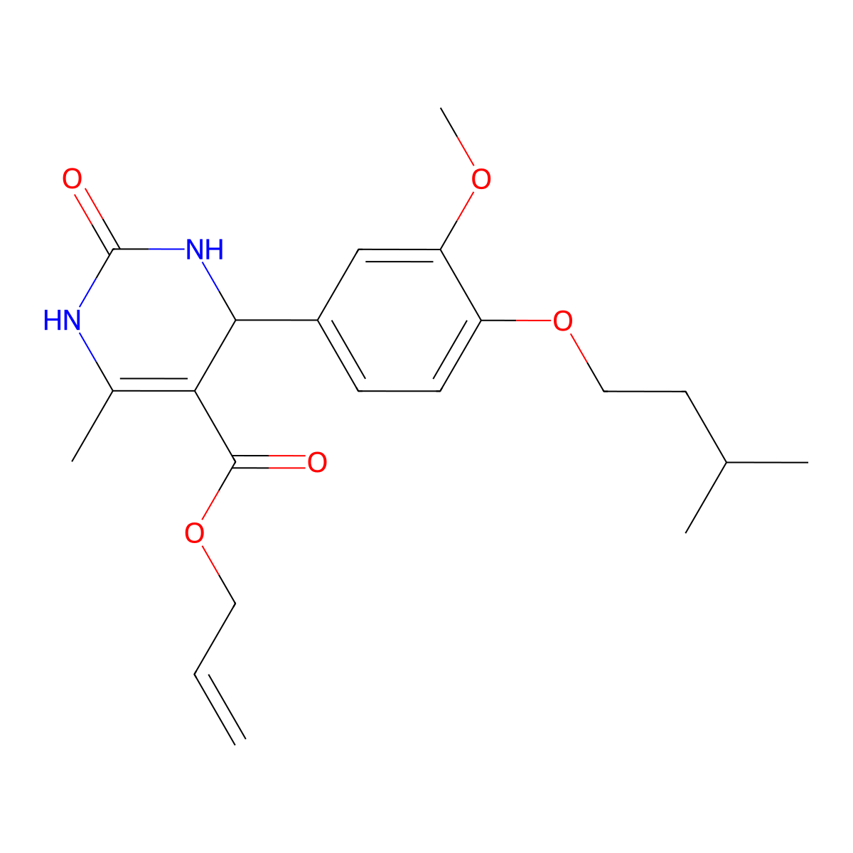 Prop-2-en-1-yl 4-[3-methoxy-4-(3-methylbutoxy)phenyl]-6-methyl-2-oxo-1,2,3,4-tetrahydropyrimidine-5-carboxylate molecular structure, CAS 435290-28-1