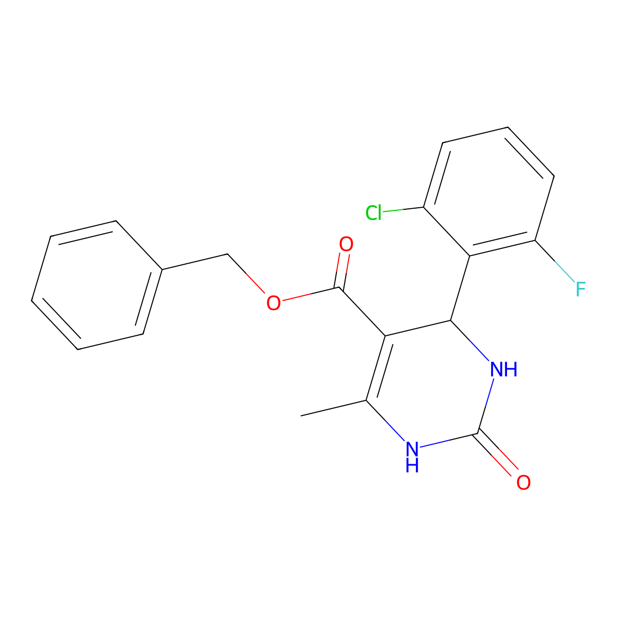 Benzyl 4-(2-chloro-6-fluorophenyl)-6-methyl-2-oxo-1,2,3,4-tetrahydropyrimidine-5-carboxylate molecular structure, CAS 435290-35-0