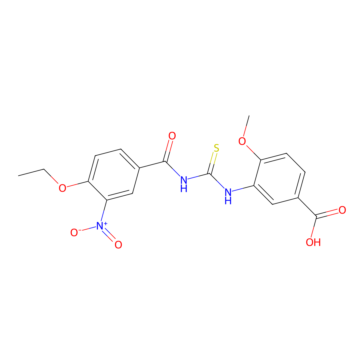 3-({[(4-Ethoxy-3-nitrophenyl)carbonyl]carbamothioyl}amino)-4-methoxybenzoic acid molecular structure, CAS 435290-87-2