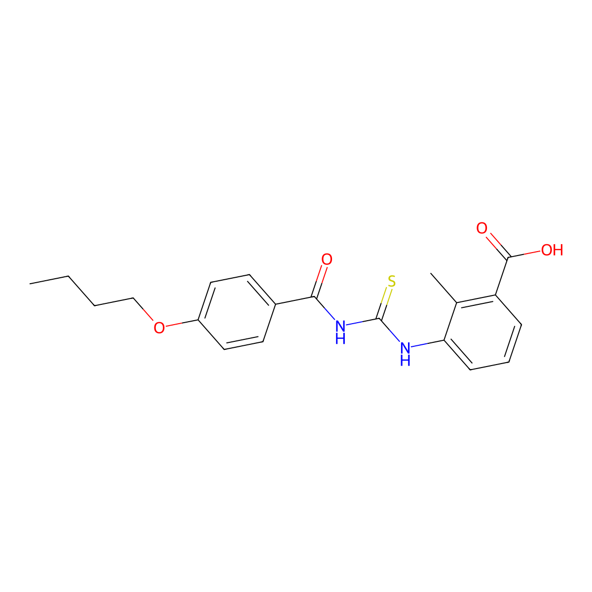 3-(3-(4-Butoxybenzoyl)thioureido)-2-methylbenzoic acid molecular structure, CAS 435291-31-9