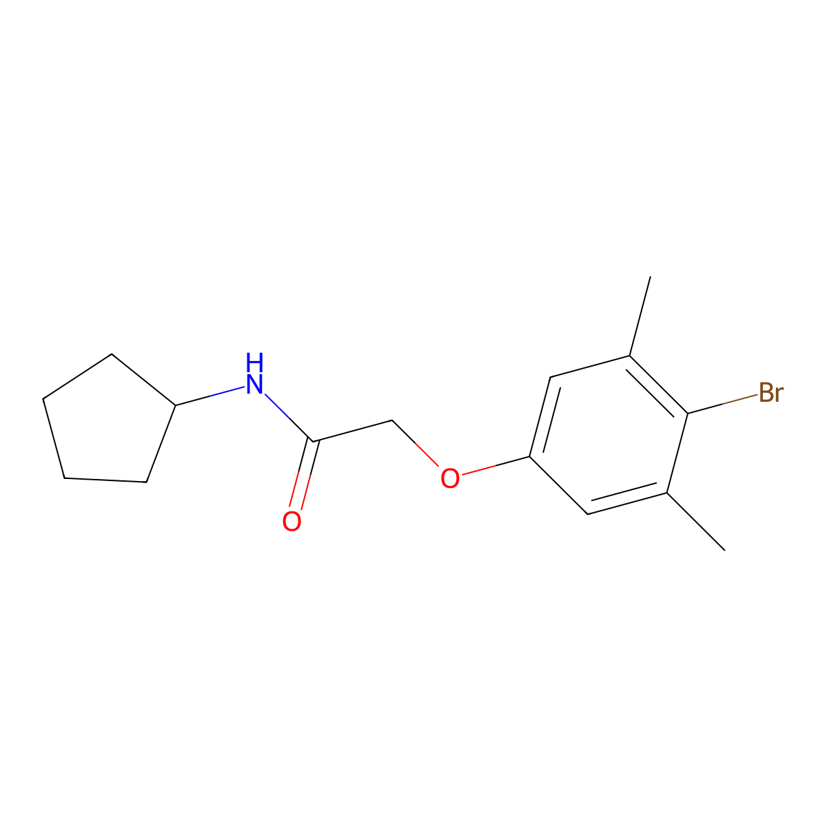 2-(4-bromo-3,5-dimethylphenoxy)-N-cyclopentylacetamide molecular structure, CAS 435291-33-1