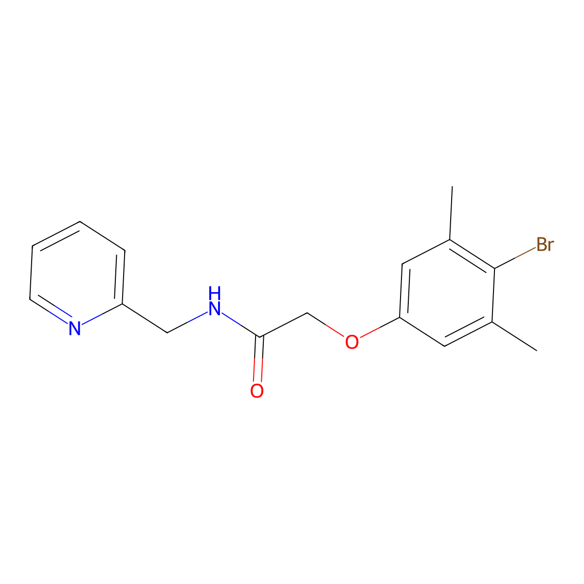 2-(4-bromo-3,5-dimethylphenoxy)-N-(pyridin-2-ylmethyl)acetamide molecular structure, CAS 435291-78-4
