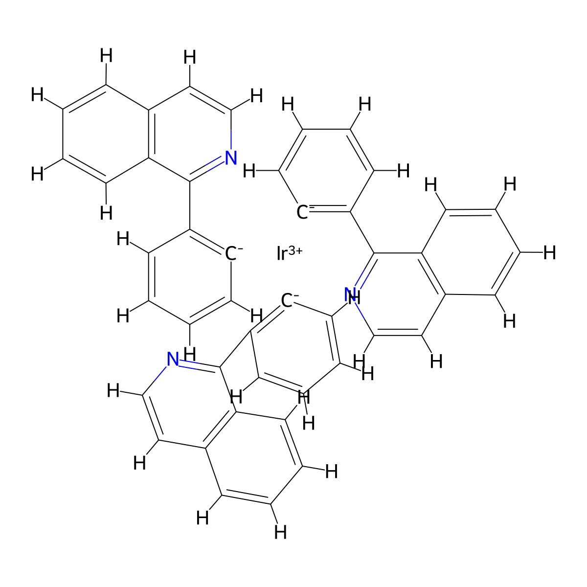 Iridium(3+) tris(2-(isoquinolin-1-yl)benzen-1-ide) molecular structure, CAS 435293-93-9