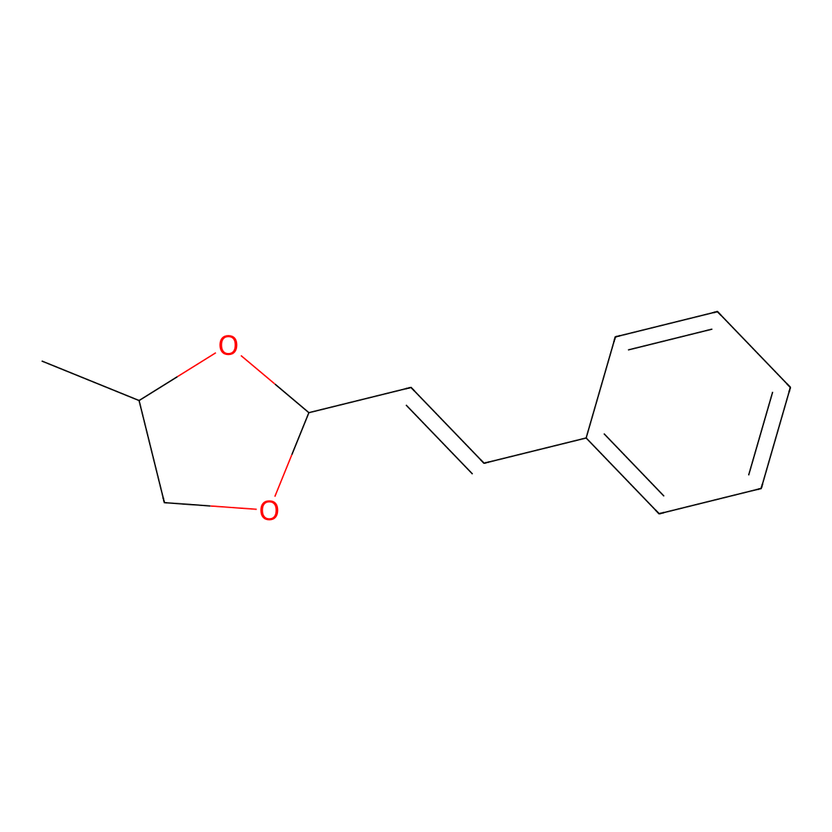 1,3-Dioxolane, 4-methyl-2-(2-phenylethenyl)- molecular structure, CAS 4353-01-9