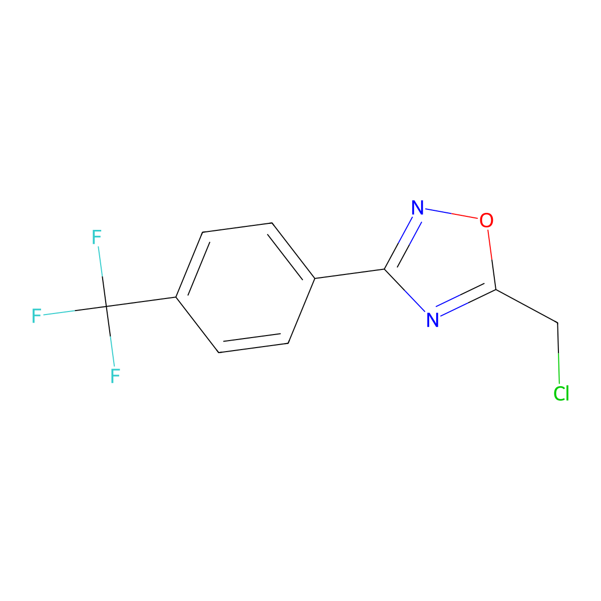 5-(Chloromethyl)-3-[4-(trifluoromethyl)phenyl]-1,2,4-oxadiazole molecular structure, CAS 435303-34-7