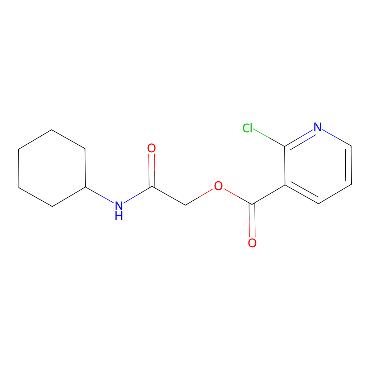 (Cyclohexylcarbamoyl)methyl 2-chloropyridine-3-carboxylate molecular structure, CAS 435325-64-7