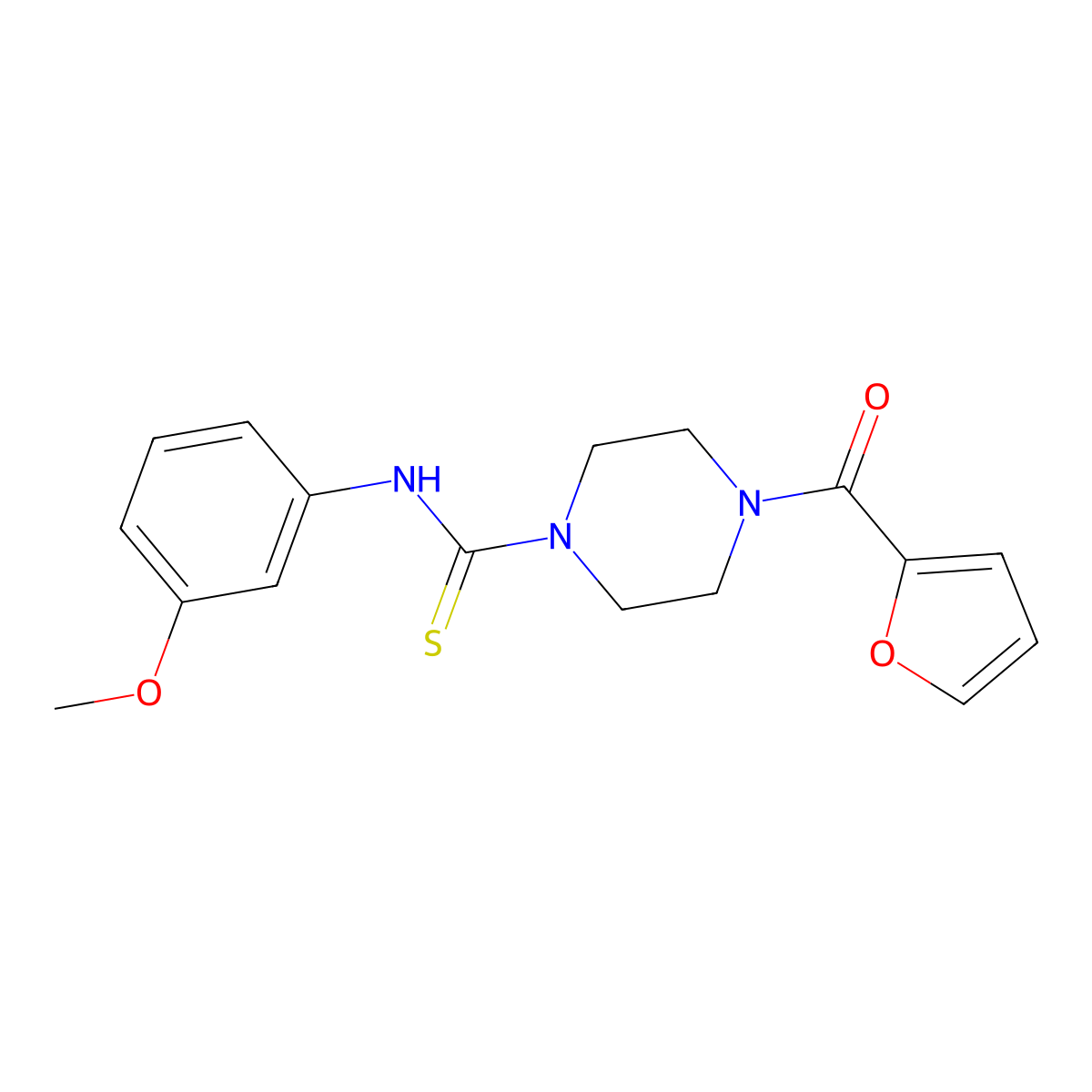 4-(furan-2-carbonyl)-N-(3-methoxyphenyl)piperazine-1-carbothioamide molecular structure, CAS 435334-14-8