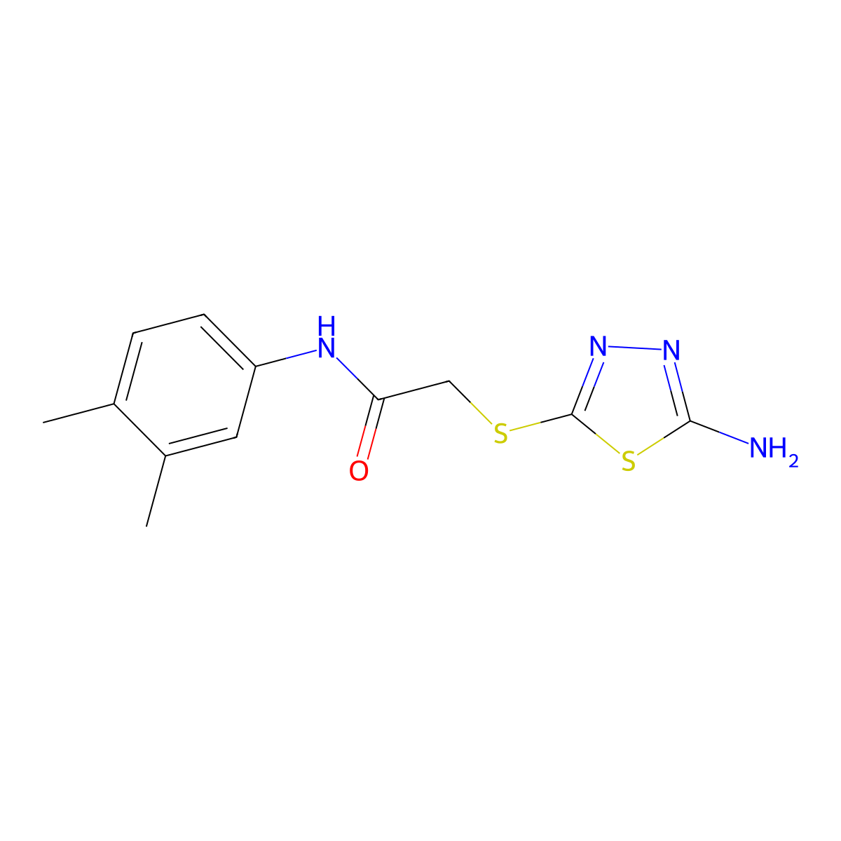 2-((5-Amino-1,3,4-thiadiazol-2-yl)thio)-N-(3,4-dimethylphenyl)acetamide molecular structure, CAS 435337-86-3