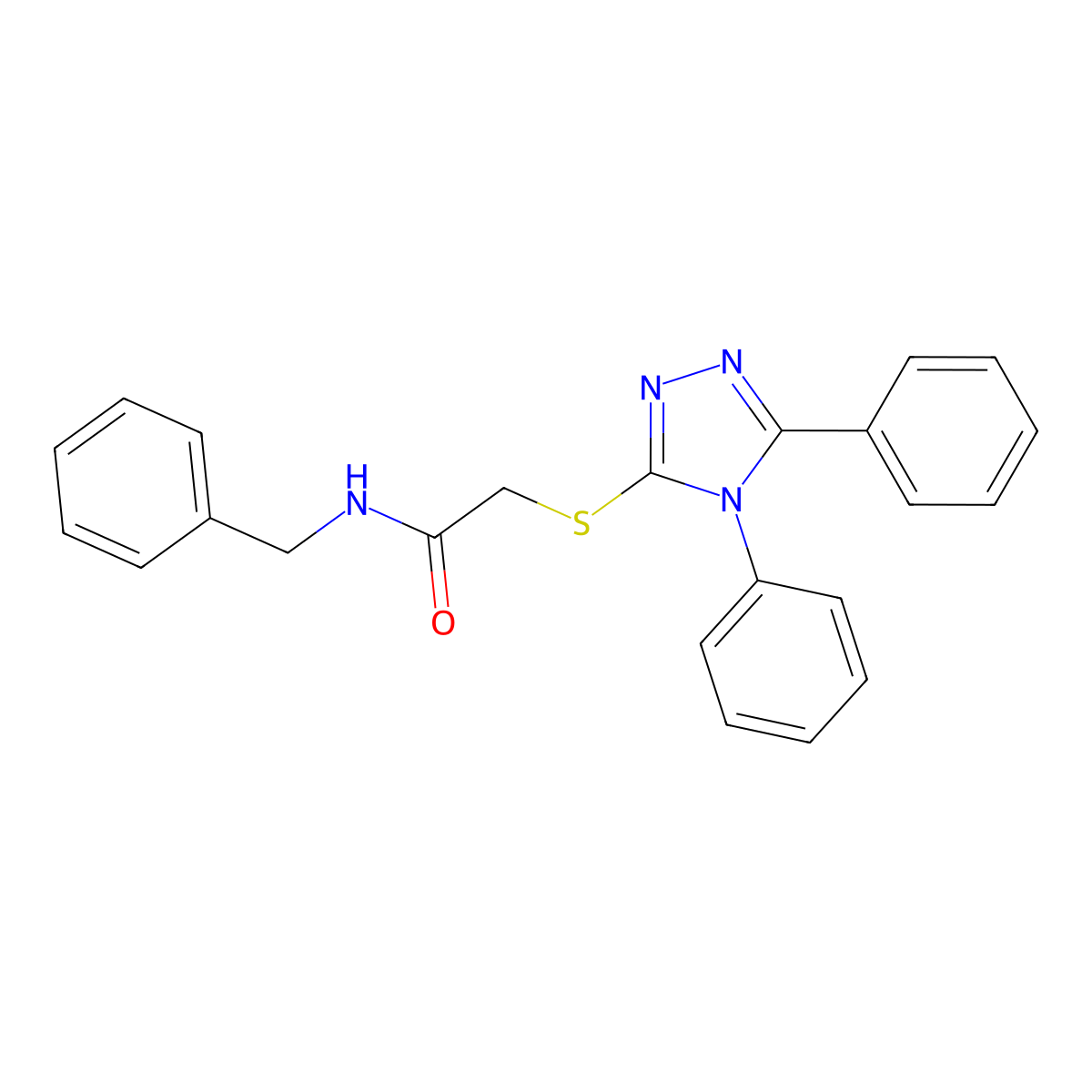 N-benzyl-2-[(4,5-diphenyl-4H-1,2,4-triazol-3-yl)sulfanyl]acetamide molecular structure, CAS 435338-11-7