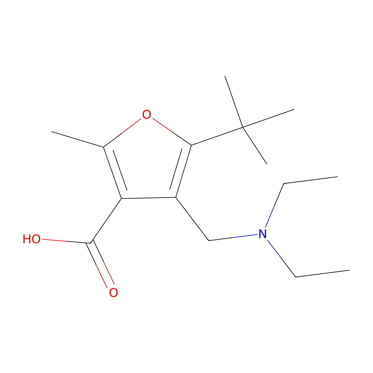 5-tert-Butyl-4-diethylaminomethyl-2-methyl-furan-3-carboxylic acid molecular structure, CAS 435341-89-2