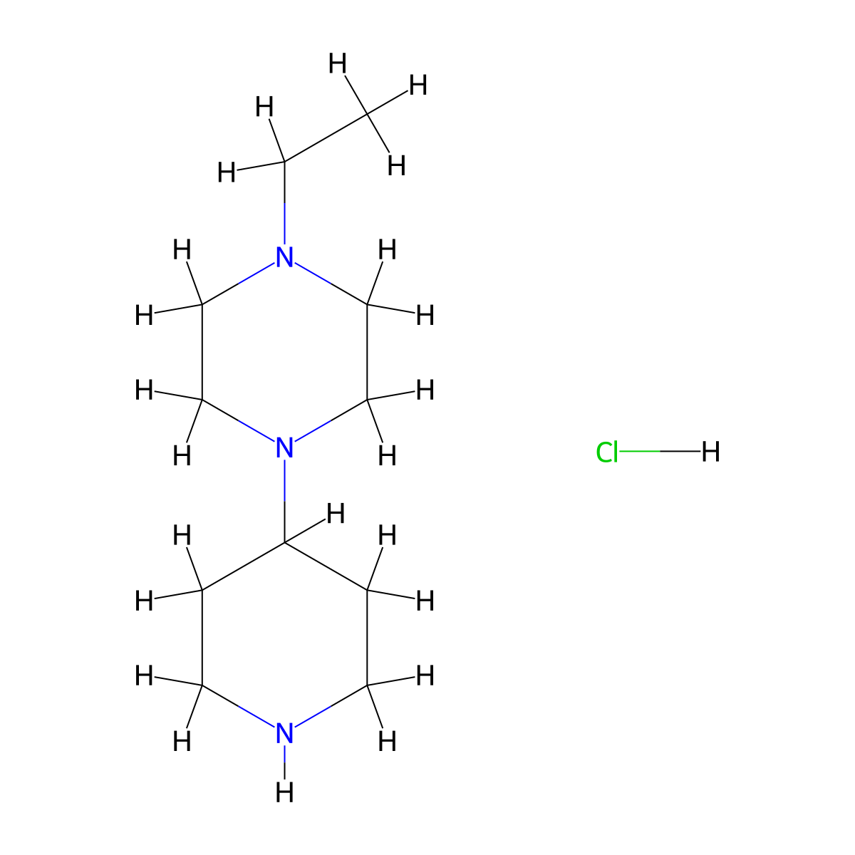 1-Ethyl-4-(piperidin-4-yl)piperazine hydrochloride molecular structure, CAS 435341-92-7